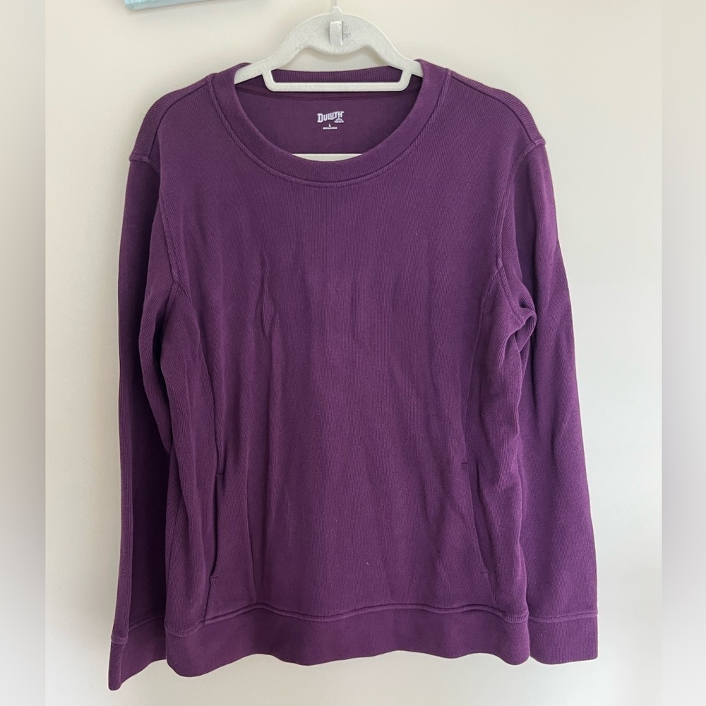 Duluth Trading Co Purple Long Sleeve Pullover Top Size Large